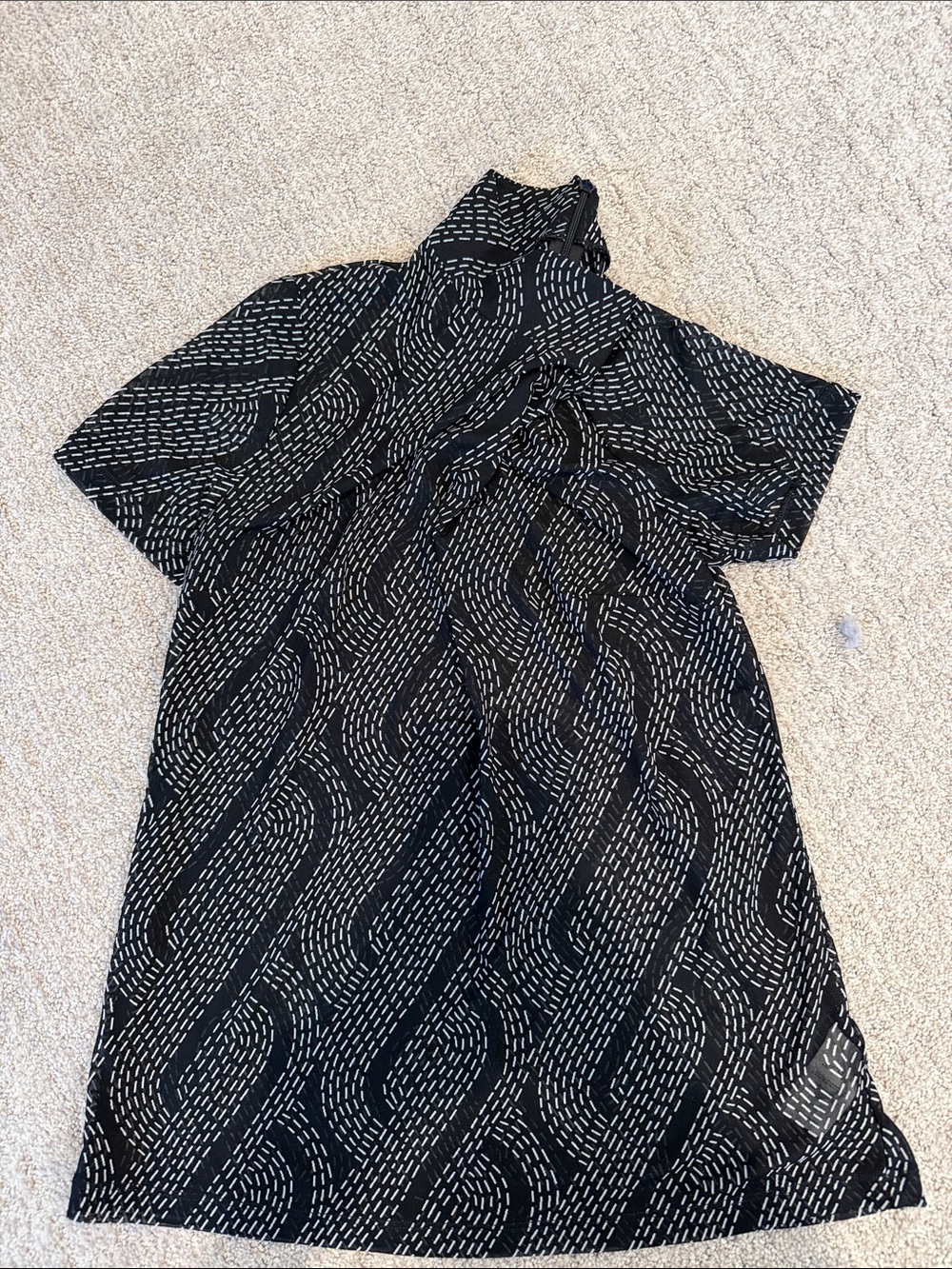 CAbi Black & White Short Sleeve Patterned Tunic